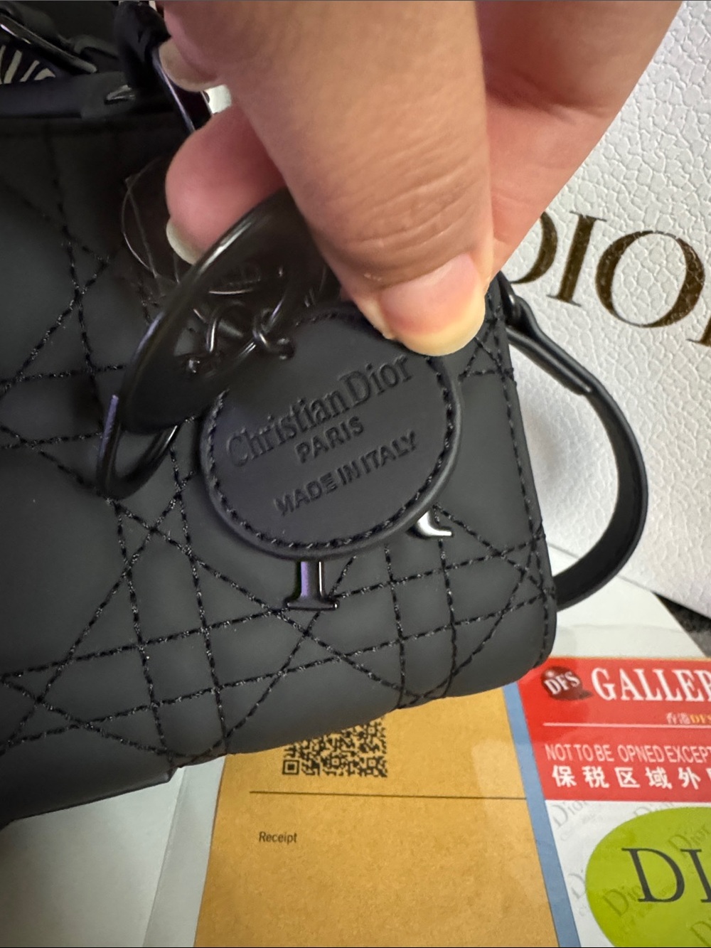 Dior Black Quilted Mini Lady Tote with Charm - Picture 4 of 8